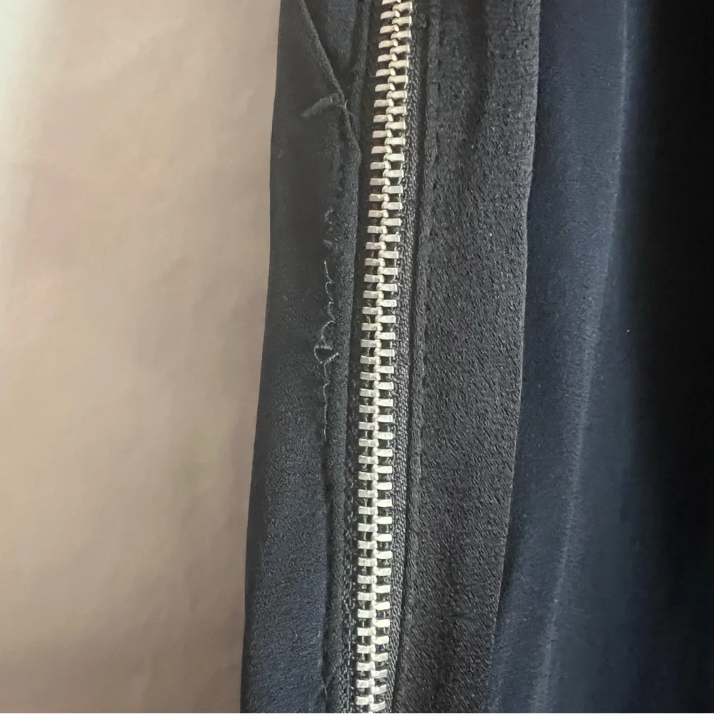 A.L.C. Side Zip Trousers Blue/Blk Trim SZ 2 High Rise Pockets Casual Evening - Picture 13 of 16